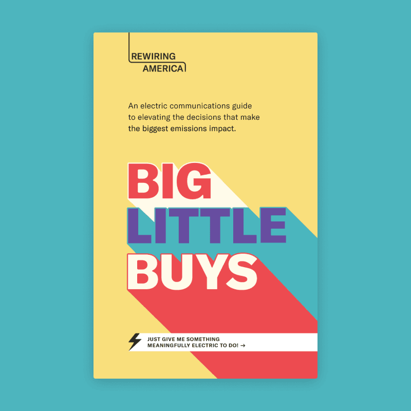 Yellow Big Little Buys publication cover on a teal background. Big Little Buys is in all caps with a colorful drop shadow.